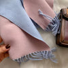 Wool Reversible Shawl Denim Blue / Light Grey