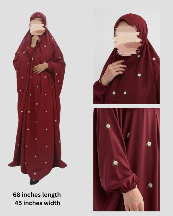 Embroidered Namaz Chaddars - White D4