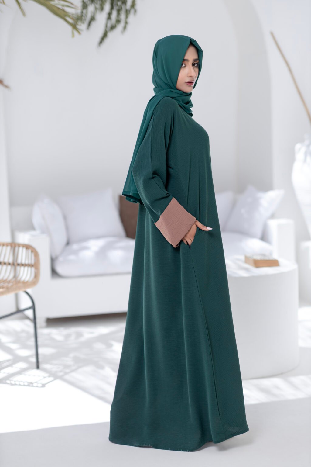 Emerald Charm Abaya with Hijab Sky Cashmere Pakistan Emerald Charm Abaya with Hijab Sky Cashmere Pakistan